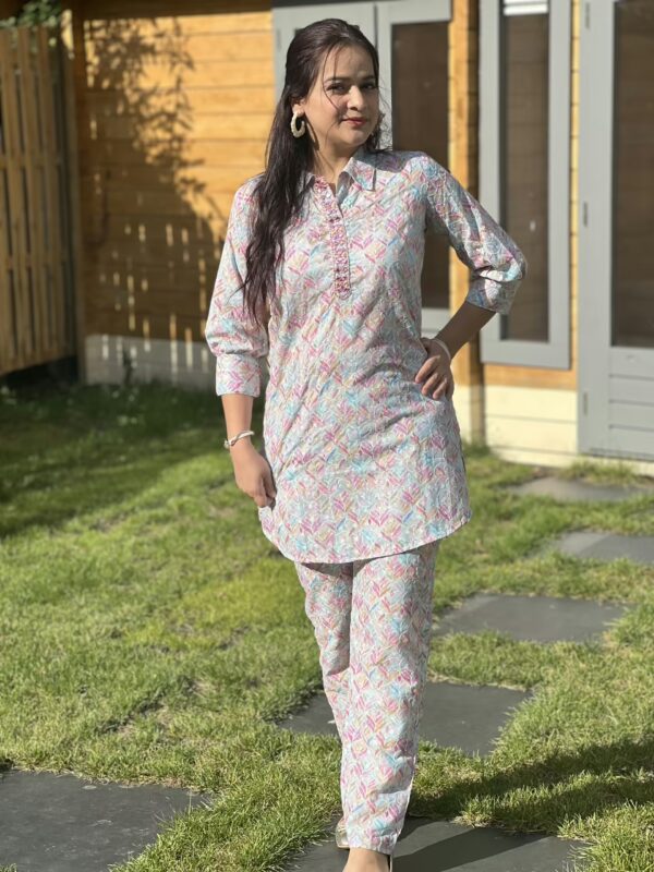 Multicolor Chikankari coord set - Image 2