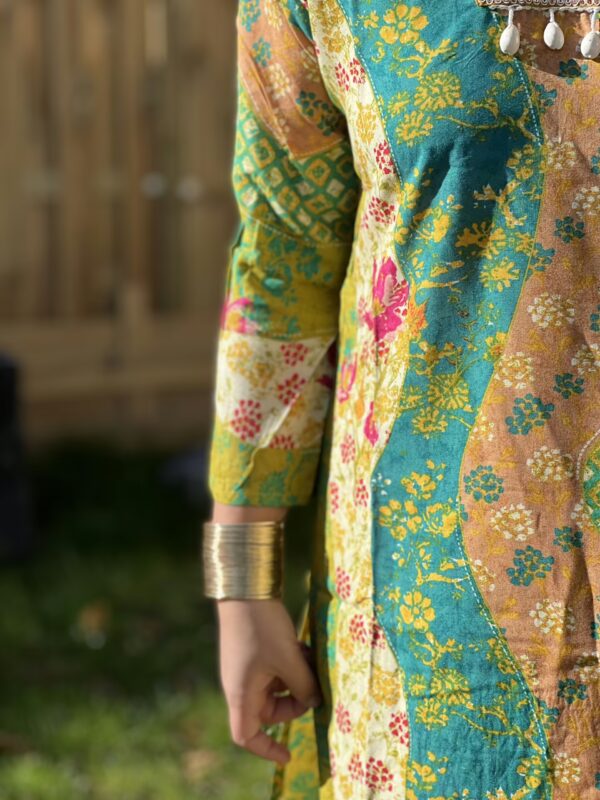 Vibrant Multicolor Floral Print Cotton Suit with Yellow Dupatta