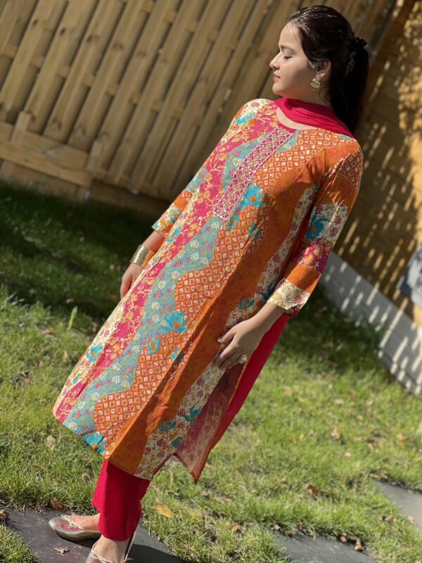 Vibrant Orange Salwar Kameez with Dupatta