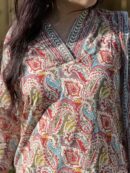 Traditional Printed Kurta Set with Dupatta neck view