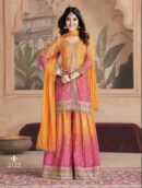 Exquisite Orange and Pink Sharara Suit with Intricate Detailing