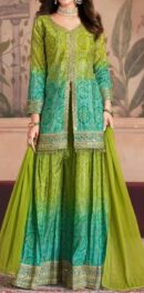 Green Bandhani Palazzo Set Full View